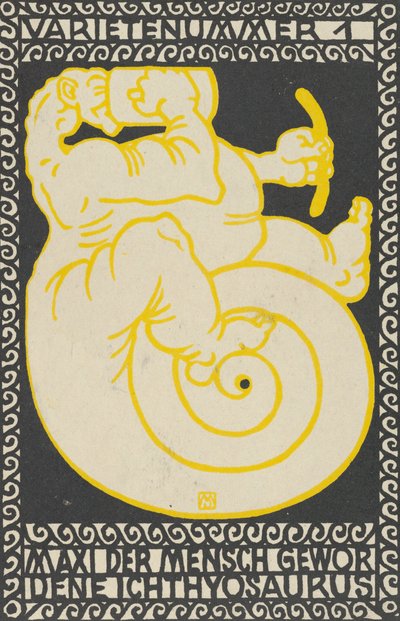 Variety Act 1: Maxi the Ichthyosaurus Turned Man Variety nummer 1: Maxi der Mensch Gewor D..., 1907. av Moritz Jung