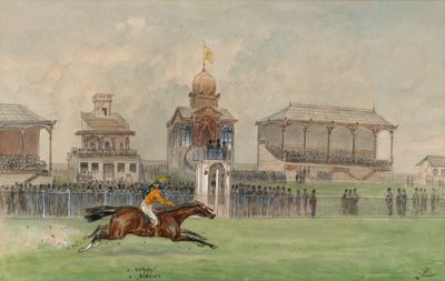 Hästkapplöpningar i Freudenau i Wien 1884 av Moritz Ledeli