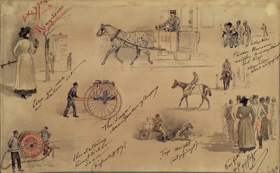 Wienertyper 1883 (skisser från Ringstrasse) av Moritz Ledeli