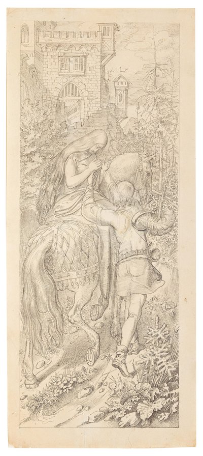 En scen ur sagan De sju korparna och deras trogna syster, 1830-1831. av Moritz Ludwig von Schwind