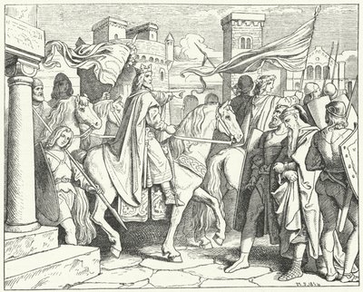 Karl den Store kommer in i Pavia, 774 (gravyr) av Moritz Ludwig von Schwind