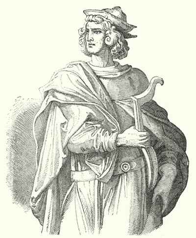Walther von der Vogelweide, mellanhögtysk lyrisk poet (gravyr) av Moritz Ludwig von Schwind