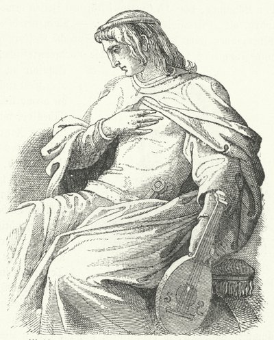 Wolfram von Eschenbach, tysk riddare och poet (gravyr) av Moritz Ludwig von Schwind