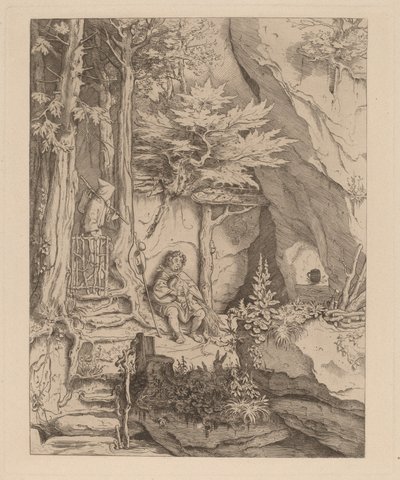 En munk med en säckpipaspelare av Moritz Ludwig von Schwind