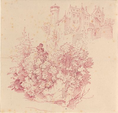 Befäst slott på en hög klippa av Moritz Ludwig von Schwind