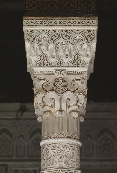 Kasbah of Thamiel glaoui, huvudstad (stuckatur) av Moroccan School