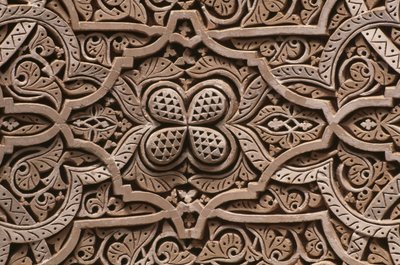Kasbah of Thamiel glaoui, stuckatur, detalj (keramik) av Moroccan School