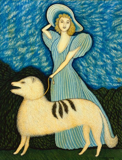Flicka med hund av Morris Hirshfield