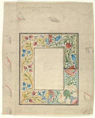 Broderidesign för en ram, nr 098, efter 1875. av Morris and Co