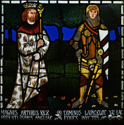 Kung Arthur och Sir Lancelot, 1862. av Morris and Co.