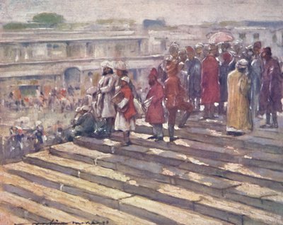 On the Steps of the Jumma Masjid, 1903 av Mortimer L Menpes