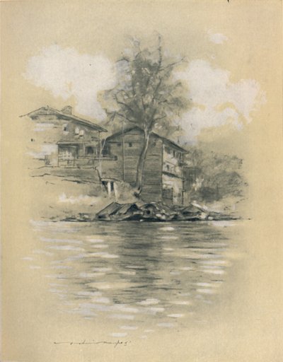 Flodbostad vid Srinagar, 1903 av Mortimer L Menpes