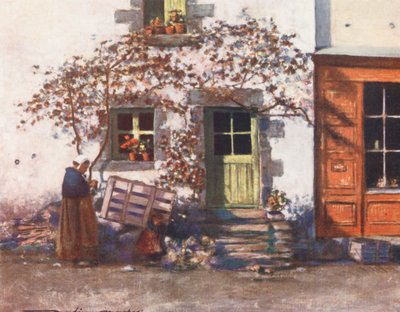En stuga i Rochefort-en-Terre (färglitografi) av Mortimer Ludington Menpes
