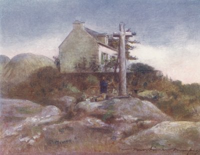 En helgedom vid vägkanten, Huelgoat (färglitografi) av Mortimer Ludington Menpes