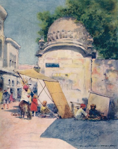Vid ett gathörn, Amritsar, 1905 av Mortimer Ludington Menpes
