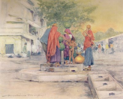 Vid fontänen, Jeypore, 1905 av Mortimer Ludington Menpes