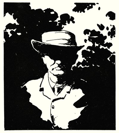 Cecil J Rhodes i sin trädgård, Kenilworth, Kimberley (litho) av Mortimer Ludington Menpes