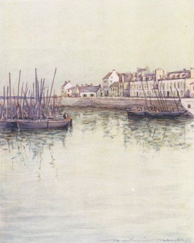 Concarneaus hamn (färglitografi) av Mortimer Ludington Menpes
