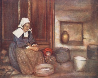 I ett bretonskt kök (färglitografi) av Mortimer Ludington Menpes