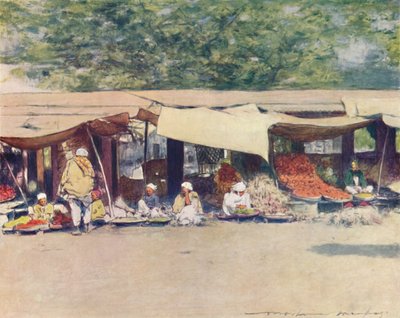 Marknadsdag i Peshawur, 1905 av Mortimer Ludington Menpes