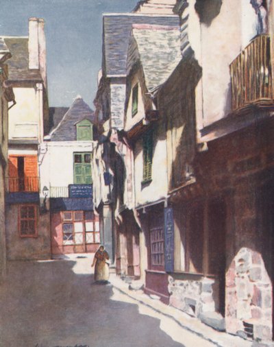 Medeltida hus, Vitre (färglitografi) av Mortimer Ludington Menpes
