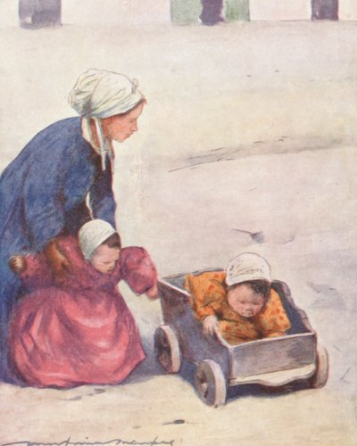 Att ta hand om barnen (färglitografi) av Mortimer Ludington Menpes