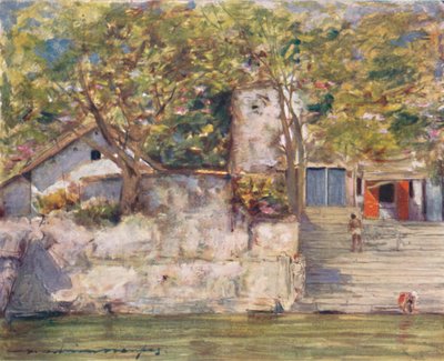 På flodens trappor i Agra, 1905 av Mortimer Ludington Menpes