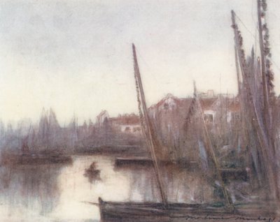 Sardinflottan, Concarneau (färglitografi) av Mortimer Ludington Menpes