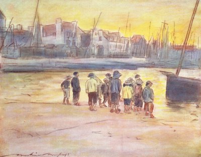 Världens barn: Breton, vid Concarneau (färglitografi) av Mortimer Ludington Menpes