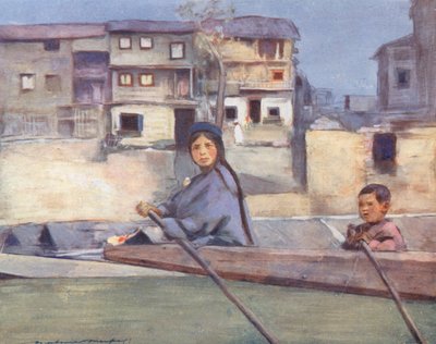 Världens barn: Kashmir, vid floden Jhelum (färglitografi) av Mortimer Ludington Menpes