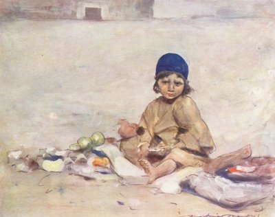 Världens barn: Cashmere, Sitting Still (färglitografi) av Mortimer Ludington Menpes