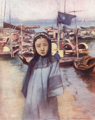 Världens barn: Kinesisk, en flicka från Bargee (färglitografi) av Mortimer Ludington Menpes