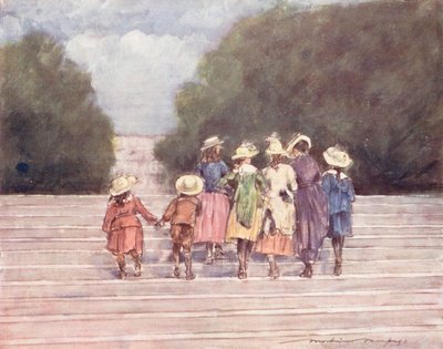 Världens barn: Franska, I Tuilerieträdgården (färglitografi) av Mortimer Ludington Menpes
