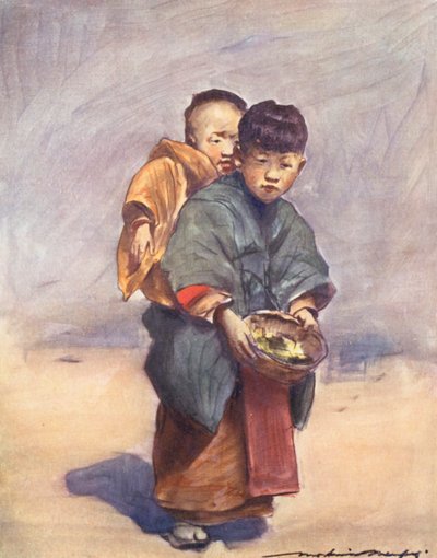 Världens barn: Japanska, lilla mor (färglitografi) av Mortimer Ludington Menpes