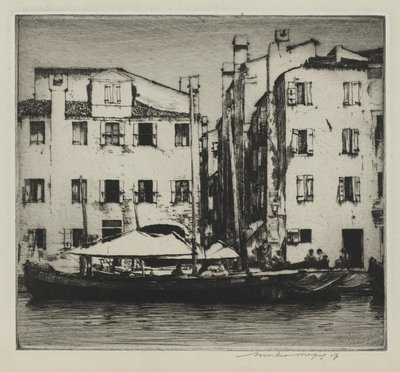 Båtar på en kanal, venetiansk ö av Mortimer Menpes