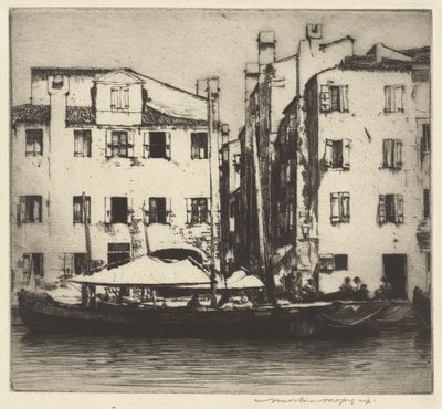 Båtar på en kanal, venetiansk ö av Mortimer Menpes