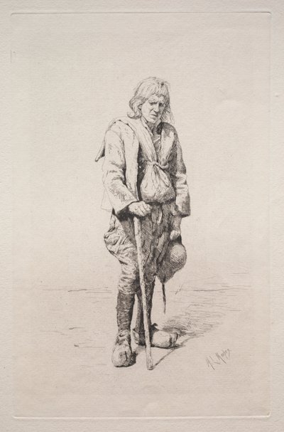 Man med käpp. av Mortimer Menpes
