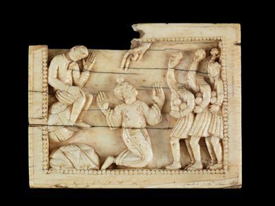The Stening of St. Stephen, c.1100 (elfenben och ben) av Mosan School