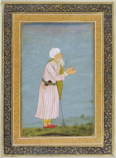 En muslimsk religiös figur, från Small Clive Album (ogenomskinlig wc på papper) av Mughal School