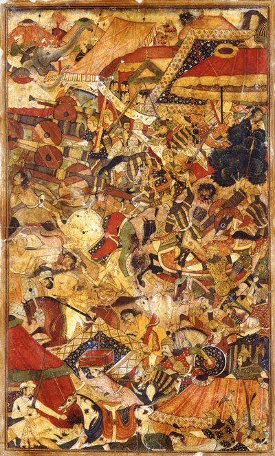 Battle Scene, ca. 1590 av Mughal School