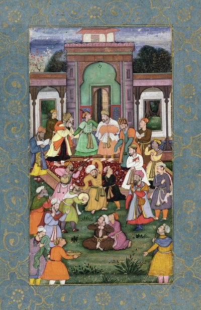 Grupp av virvlande dervischer, från Large Clive Album, c.1595 (ogenomskinlig wc med guld på papper) av Mughal School