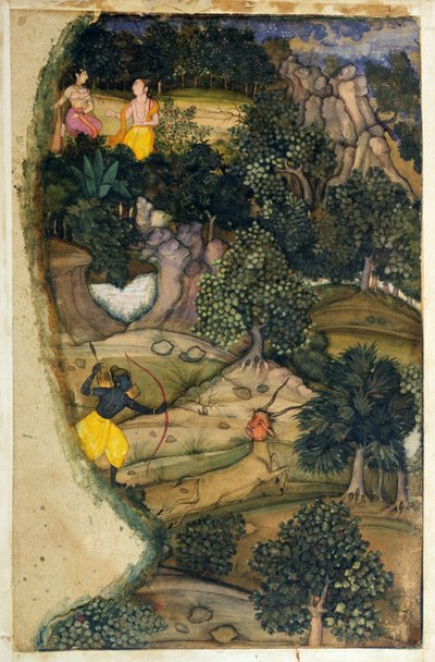 Rama jagar Golden Deer, från Ramayana, 1600 av Mughal School
