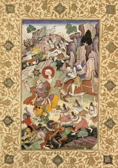 Shiva dödar demonen Andhaka, ca 1585-90 av Mughal School