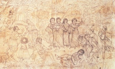 Ananias död, ca 1650-1680 av Mughal School