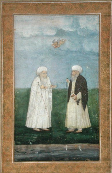 Två muslimska heliga män, från Small Clive Album (ogenomskinlig akvarell på papper) av Mughal School
