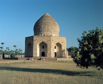 Utsikt över Asif Khans mausoleum som ligger i Shahdara Bagh av Mughal School