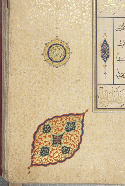 Fol 83 recto, Timurid Quran, 1441 (bläck & guld på papper) av Muhammad Mumin Abdallah Al Murwand