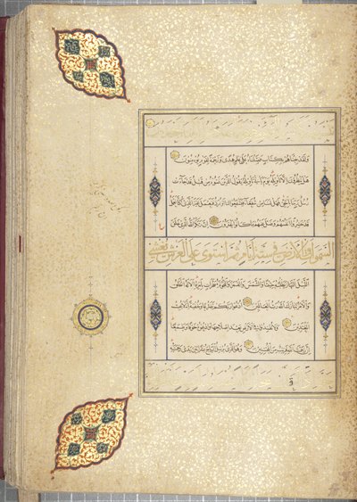 Fol 83 recto, Timurid Quran, 1441 (bläck & guld på papper) av Muhammad Mumin Abdallah Al Murwand