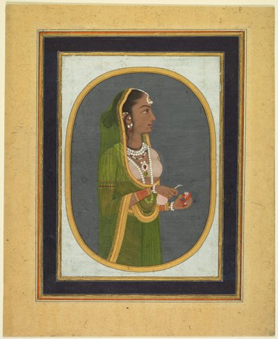 Hovdam som häller upp vin, ca. 1760, gränsar ca. 1830-talet. av Muhammad Rizavi Hindi