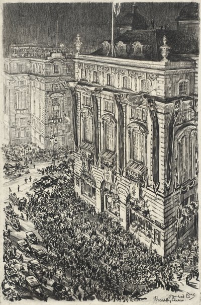 Piccadilly Circus, kvällen för kröningen av George VI av Muirhead Bone